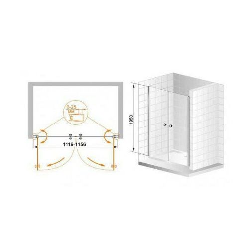 Душевая дверь Cezares ELENA ELENA-W-B-2-115-P-Cr 115х195 стекло рифленое профиль хром - фото 5