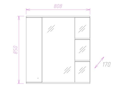 Зеркало-шкаф Onika Эльбрус 208022 80х90 подвесной цвет белый - фото 3