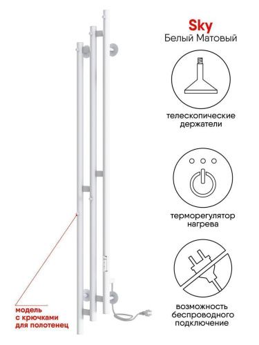 Полотенцесушитель электрический Indigo Sky LSKE150-17BRRt 15х150 черный - фото 2