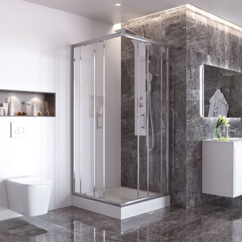 Душевой уголок Taliente TA-10102-1CP 100х100 стекло прозрачное профиль хром без поддона - фото 3