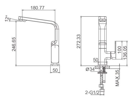 Смеситель для кухни Wonzon & Woghand Arnie WW-692102-CR на мойку хром - фото 5