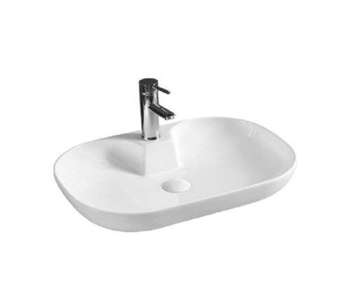 Раковина из сантехнического фаянса CeramaLux 9446 60х40 накладная цвет белый 1 отверстие под смеситель - фото 2