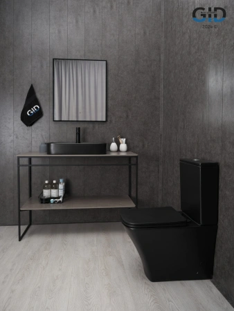 Раковина керамическая Gid Geométrico 53376 60х40 накладная цвет черный 1 отверстие под смеситель