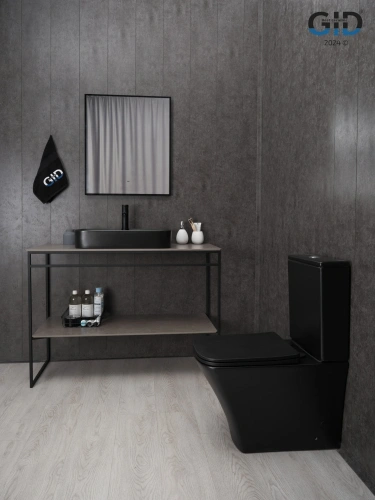 Раковина керамическая Gid Geométrico 53376 60х40 накладная цвет черный 1 отверстие под смеситель - фото 5