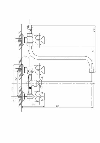Смеситель для ванны и душа FAUZT FZs-428-63 настенный хром - фото 4