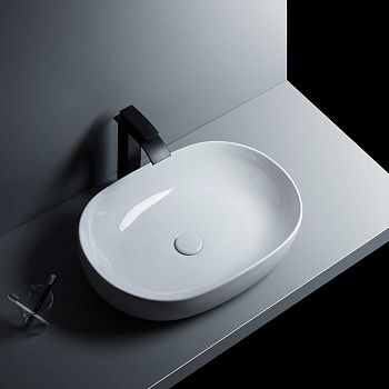 Раковина из сантехнического фарфора Vincea VBS-302 60х40 накладная цвет белый без отверстий под смеситель