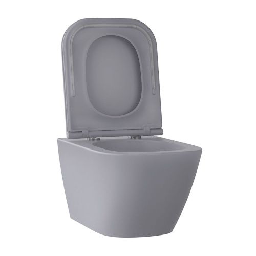 Унитаз подвесной Wellsee Pure BY Wellsee 182605001 серый с сиденьем микролифт безободковый каскадный смыв - фото 2