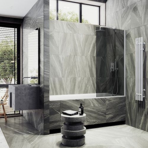 Душевая шторка на ванну Maybah Glass MGV-82-1ш 80х140 стекло тонированное профиль белый ориентация универсальная - фото 3