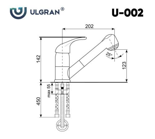 Смеситель для кухни Ulgran Classic U-002-345 на мойку коричневый - фото 2
