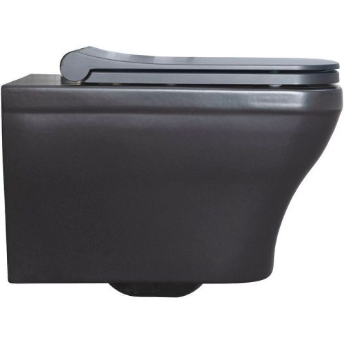 Чаша унитаза подвесная Allen Brau Infinity 4.21011.31 цвет черный без сиденья безободковая каскадный смыв - фото 5