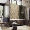 Душевая шторка на ванну Maybah Glass MGV-789-5 80х140 стекло тонированное профиль хром ориентация универсальная