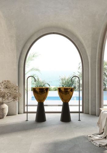 Раковина из полиэфирной смолы Abber KRISTALL AT2703Black-Vesuvian 50х50 напольная цвет черный/зеленый без отверстий под смеситель - фото 4