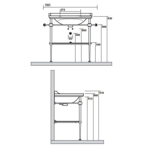 Консоль под раковину Kerasan Waldorf 9197K3br 80х60 напольная цвет бронза - фото 2