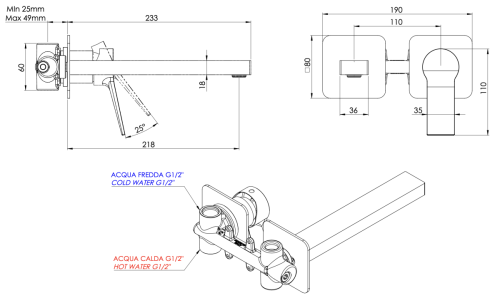 Смеситель для раковины Remer Slash & Dot SL15PL встраиваемый в стену хром - фото 2