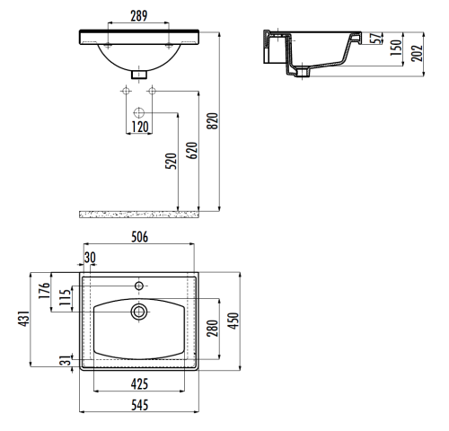 Раковина из сантехнического фарфора Creavit Sera TF155-00CB00E-0000 50х50 накладная цвет белый - фото 2