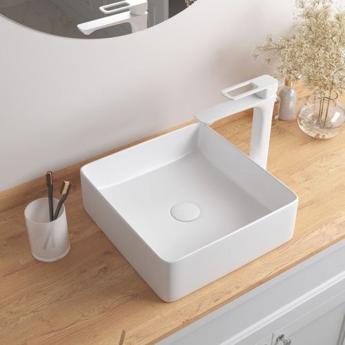 Раковина из сантехнического фарфора Iddis Slide SLIWM01i27 40х40 накладная цвет белый без отверстий под смеситель - фото 5