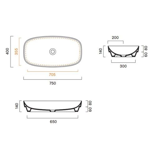 Раковина керамическая Catalano Alvea 624750001 80 см полувстраиваемая цвет белый без отверстий под смеситель - фото 2