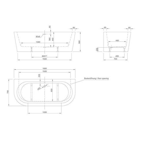 Ванна акриловая Knief Wall 0100-277-06 180х80 отдельностоящая прямоугольная - фото 2