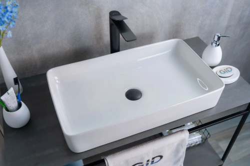 Раковина керамическая Gid Geométrico 51140 60х30 накладная цвет белый без отверстий под смеситель - фото 4