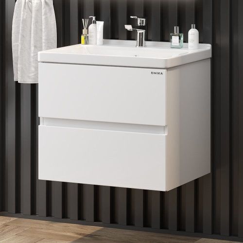 Тумба под раковину Onika Эвада 107061 70х40 подвесная цвет белый - фото 2