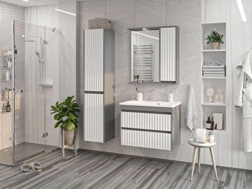 Зеркало-шкаф Brevita Balaton BAL-04075-01-01П 70х80 подвесной цвет белый/серый - фото 5