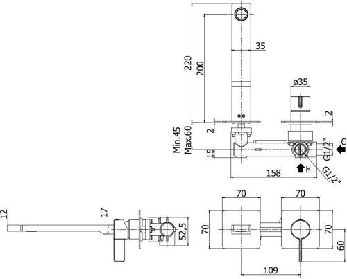 Смеситель для раковины Paffoni Rock RO105CR70 встраиваемый в стену хром - фото 2