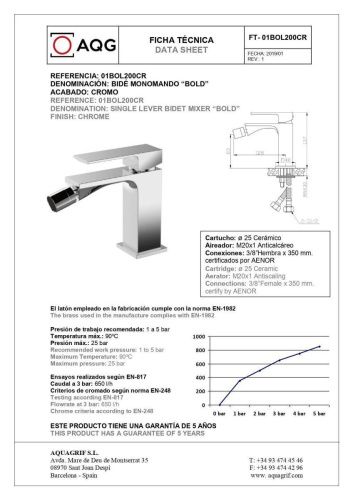 Смеситель AQG Bold 01BOL200BL на биде белый - фото 2
