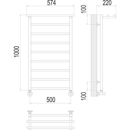 Полотенцесушитель водяной Terminus 4670078529749 55х100 хром - фото 3