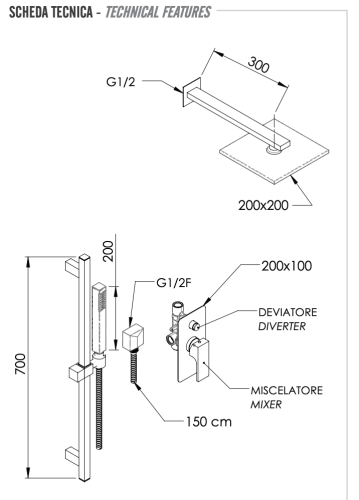 Душевая система Remer Absolute AU09S01O20 встраиваемая в стену цвет хром - фото 2