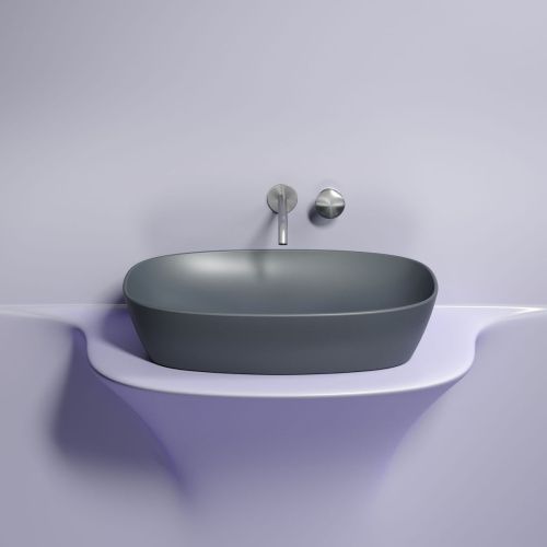 Раковина из сантехнического фарфора Ceramica Nova ELEMENT CN6049MDH 60х40 накладная цвет черный без отверстий под смеситель - фото 3