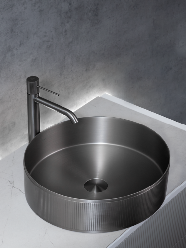 Раковина из нержавеющей стали AltroBagno Costoso AltroBagnoCostoso001006MtGr 40х40 накладная цвет оружейная сталь - фото 4