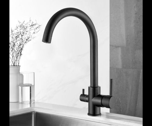 Смеситель для кухни AQG DUO 05SPL560NG на столешницу черный - фото 2