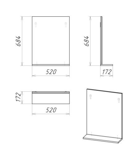 Комплект мебели: тумба с раковиной + зеркало Grossman Eco Line 105206 50х30 напольный цвет белый/коричневый - фото 2