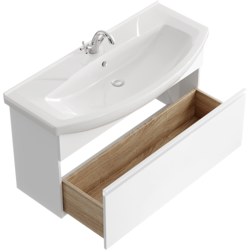 Тумба под раковину Aqwella Y ROD01101 100х30 подвесная цвет белый - фото 2