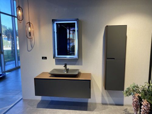 Тумба с раковиной Orka Craft 5001127 120х50 подвесная цвет черный/коричневый - фото 3