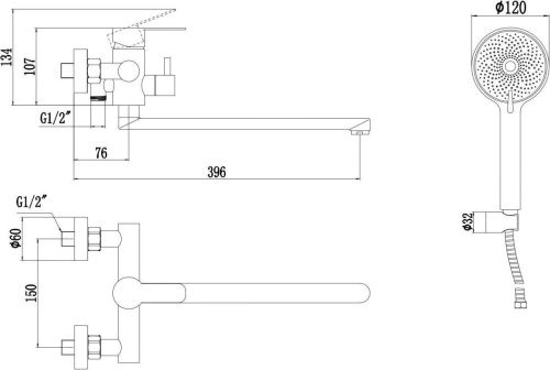 Смеситель для ванны и душа Fmark FS8225W настенный белый - фото 2