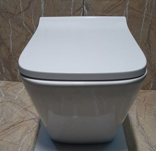 Унитаз подвесной CeramaLux 5171 белый с сиденьем микролифт каскадный смыв - фото 3