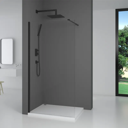 Душевая перегородка Parly T100B 100х190 стекло прозрачное профиль черный