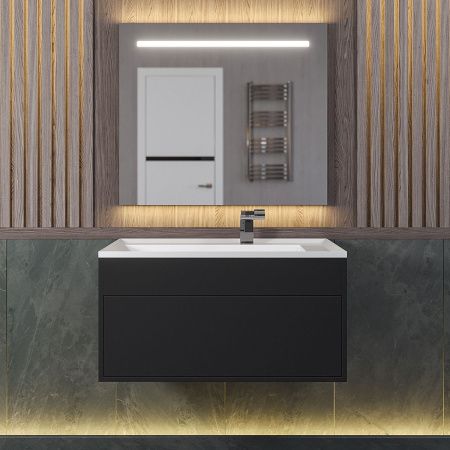 Тумба под раковину Uperwood Lotus 39340205461 80х50 подвесная цвет черный