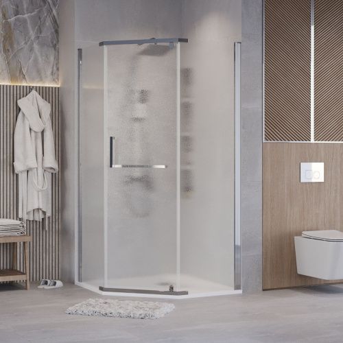 Душевой уголок Grossman Pragma 302.K33.03.1010.10.02 100х100 стекло текстурное профиль хром без поддона - фото 3