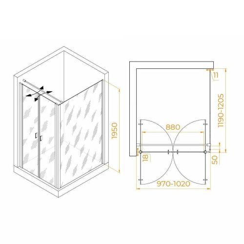 Душевой уголок RGW Passage 060814402-011 120х100 стекло прозрачное профиль хром без поддона - фото 2