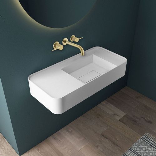 Смеситель для раковины Vincea Groove VBFW-4G1BG4 встраиваемый в стену золото