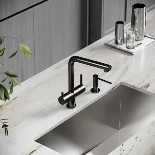 Смеситель для кухни Sancos Spin SC4015GG на мойку вороненая сталь - фото 2