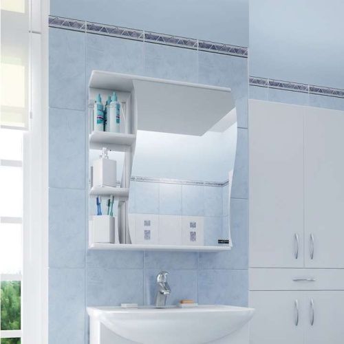 Зеркало-шкаф СанТа Волна 101010 60х70 подвесной цвет белый - фото 2