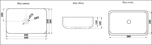 Раковина из сантехнического фаянса CeramaLux 9391 50х40 накладная цвет белый без отверстий под смеситель - фото 2