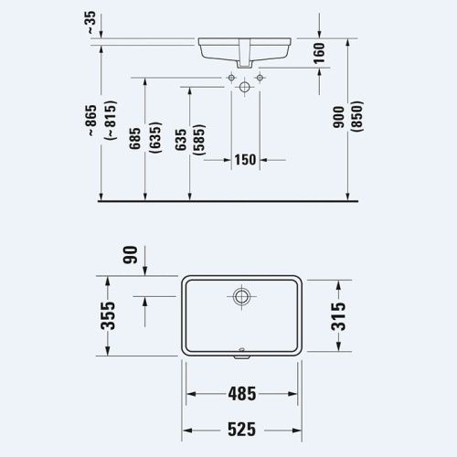 Раковина керамическая Duravit Vero 3304800001 50 см встраиваемая цвет белый без отверстий под смеситель - фото 2