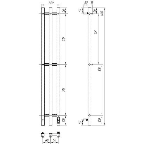 Полотенцесушитель электрический Point Гермес PN13822GB 15х120 серый - фото 5