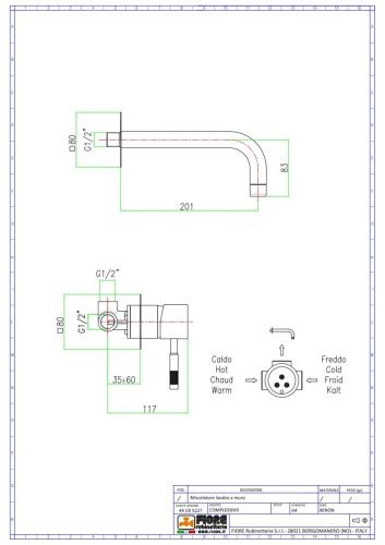 Смеситель для раковины Fiore Xenon 44CR5227 встраиваемый в стену хром - фото 2
