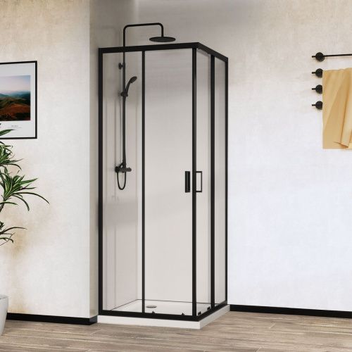 Душевой уголок Vincea City VSS-5CT8010CLB 100х80 стекло прозрачное профиль черный без поддона - фото 2