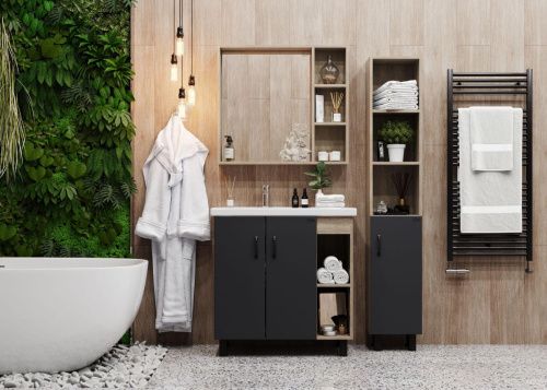 Тумба под раковину Onika Тимбер 108046 80х50 подвесная цвет белый - фото 2